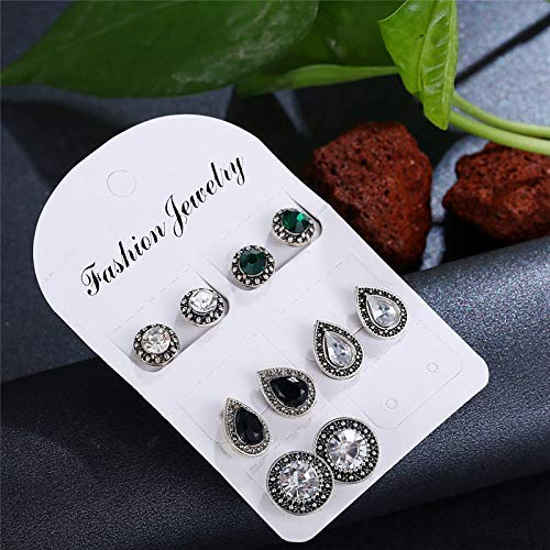 Yellow Chimes Five Pairs Casual Wear Silver Tone Stud Earrings for Women and Girls
