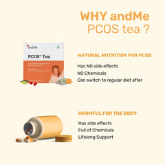 & ME PCOS PCOD Green Tea for Hormonal Balance, Weight Management Regular Periods - with Ayurvedic Herbs and Multivitamins (Kashmiri Kahwa, 15 Count Tea Bags)