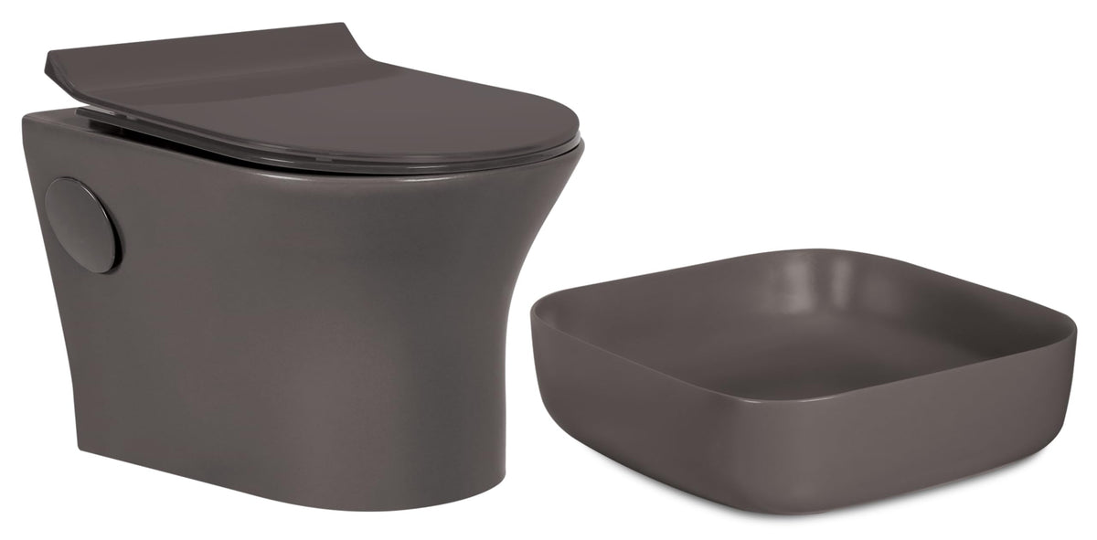 Plantex Ceramic Wall-hung Commode with Counter-Top Basin for Bathroom/Western Toilet/Bathroom Wash Basin – Choco