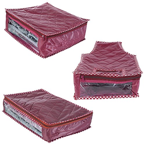 Kuber Industries Saree Cover, Blouse Cover & Peticot Cover (Rexine),Maroon,Standard,KUB925