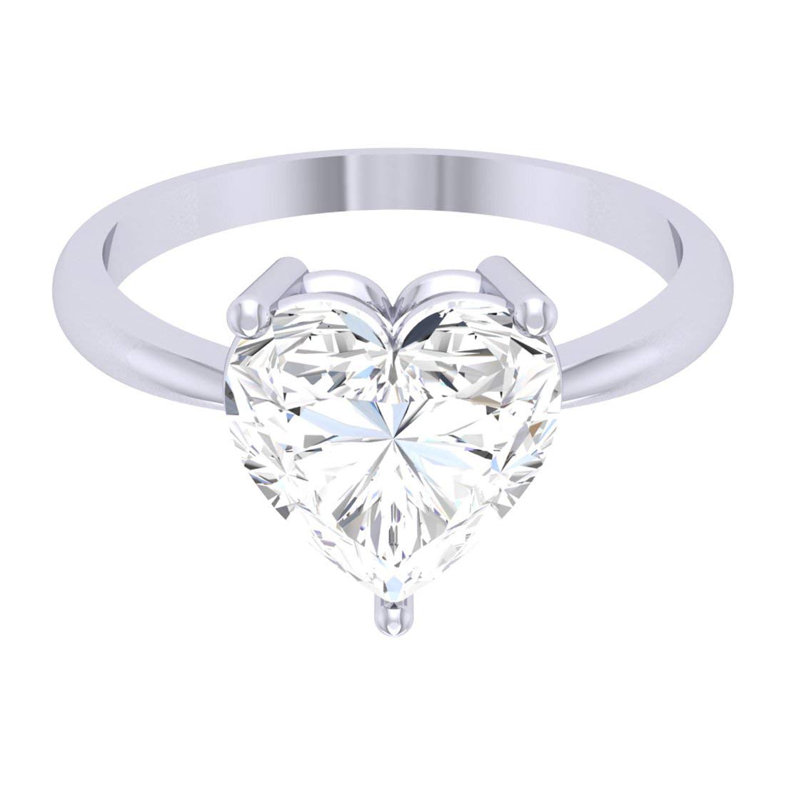 Yellow Chimes Valentine Special Heart Crystal 925 Sterling Silver Hallmark and Certified Purity Ring for Women and Girls