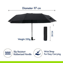 ABSORBIA 3X Folding Umbrella Black and 5X Folding Umbrella Black(Pack of 2) For Rain & Sun Protection and also windproof | Double Layer Folding Portable Umbrella with Cover |Fancy and Easy to Travel