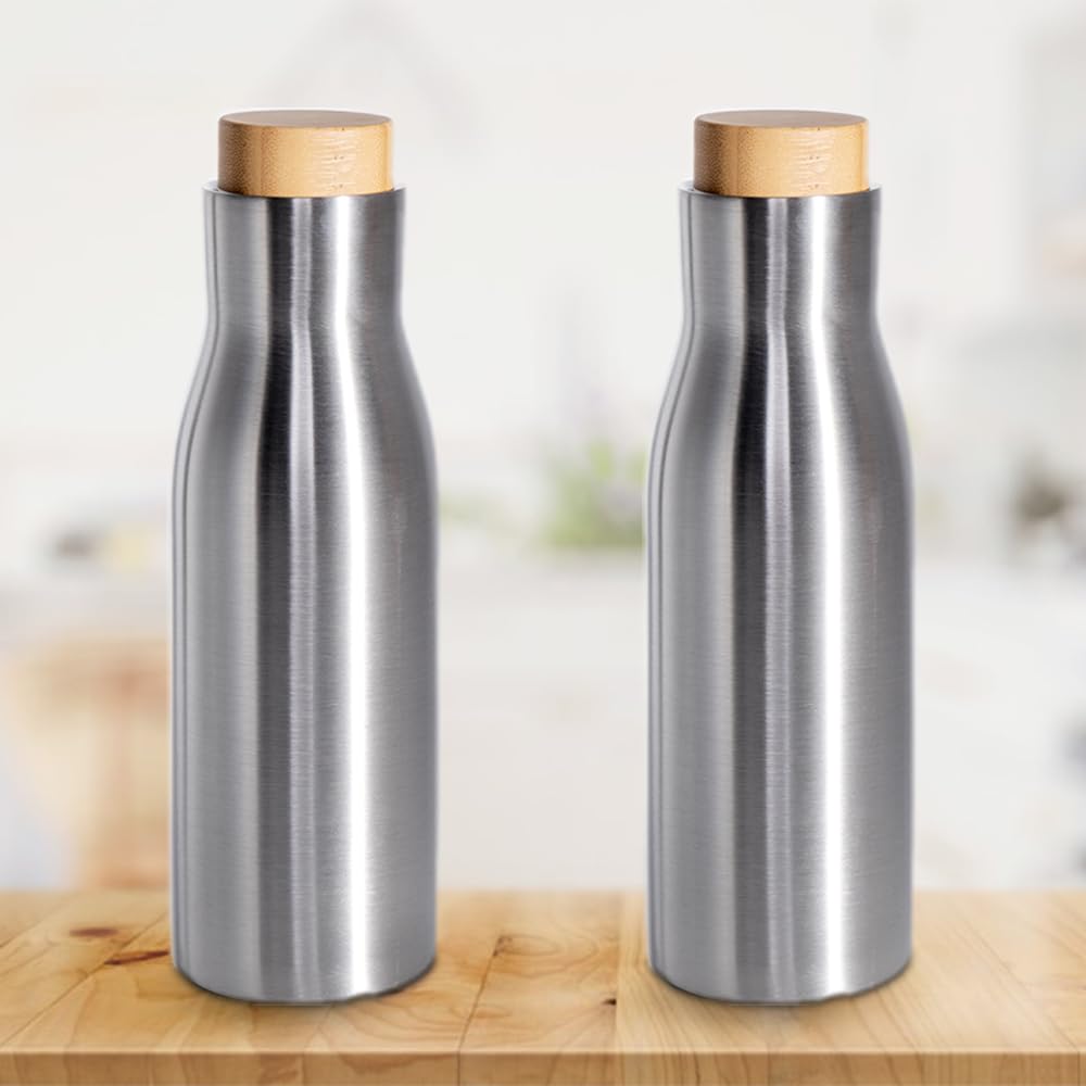 The Better Home Insulated Stainless Steel Water Bottle with Bamboo Lid 500 Ml |Non-Toxic & BPA Free Water Bottle | Hot for 18 Hours Cold for 24 Hours | Water Bottles for Kids, Office & Home Pack of 2