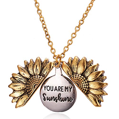 Yellow Chimes Chain Pendant for Women Golden Sunflower Pendant Engraved You are My Sunshine Surprise Gift Locket Pendant for Women and Girls.