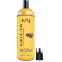 Rey Naturals Cold Pressed Virgin Castor Hair Oil | Arandi Tel | For Hair Growth, Nail cuticles, Eyelash & Eyebrows | Hydrates Skin & Reduces Wrinkles | Suitable For All Hair Types | 750 Ml