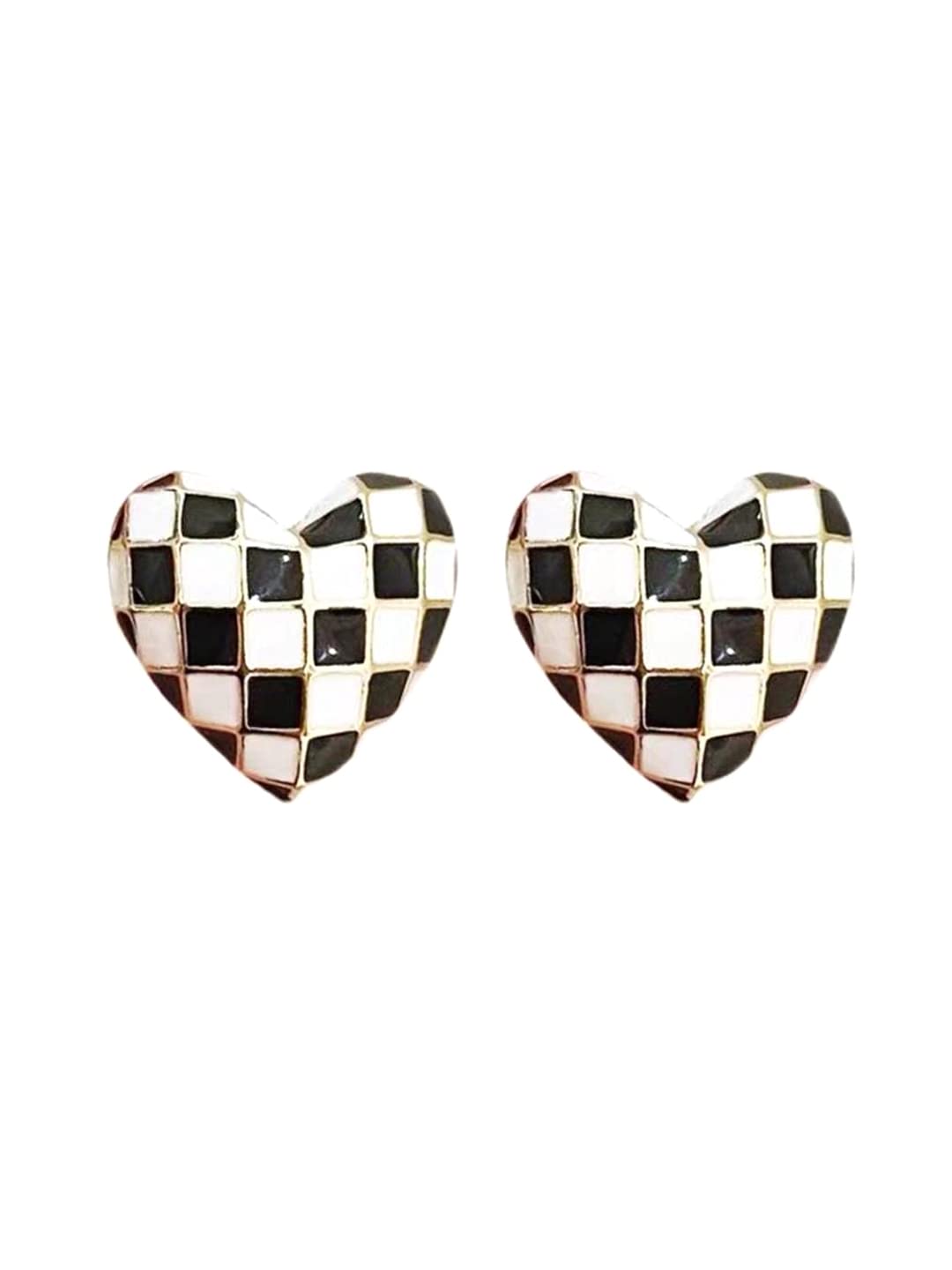 Yellow Chimes Earrings For Women Black and White Heart Shaped Stud Earrings For Women and Girls