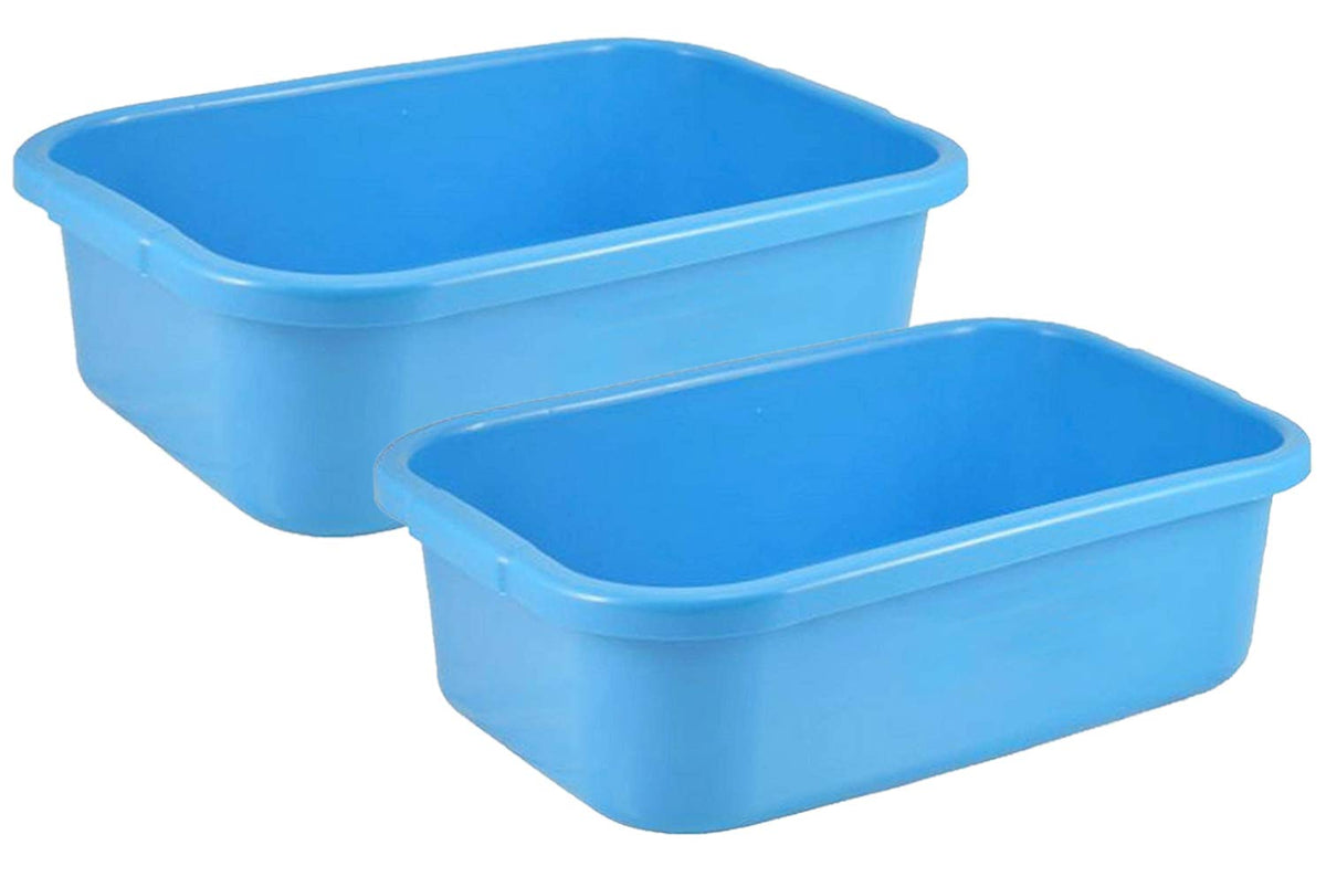 Kuber Industries 2 Pieces Unbreakable Plastic Big Size Multipurpose Desk Organizer, kitchenTray, Storage Basket/Big Tray (Blue)-KUBMART1578