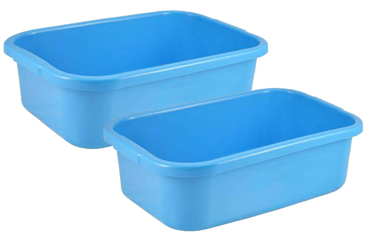 Kuber Industries 2 Pieces Unbreakable Plastic Big Size Multipurpose Desk Organizer,kitchenTray,Storage Basket/Big Tray (Blue)-KUBERMART1578