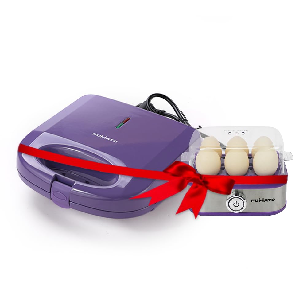 The Better Home FUMATO Anniversary, Wedding Gifts for Couples- Non Stick Sandwich Maker + 2 in 1 Egg Boiler & Poacher | House Warming Gift for New Home | 1 Year Warranty (Purple)