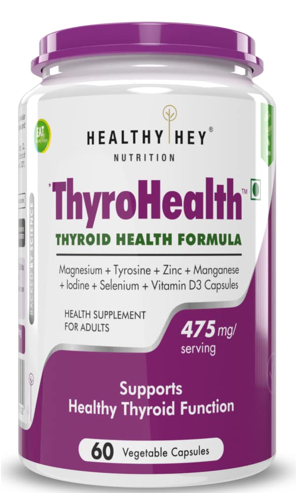 HealthyHey Nutrition ThyroHealth - Thyroid Health Formula - 475 mg per serving - 60 vegetable Capsules