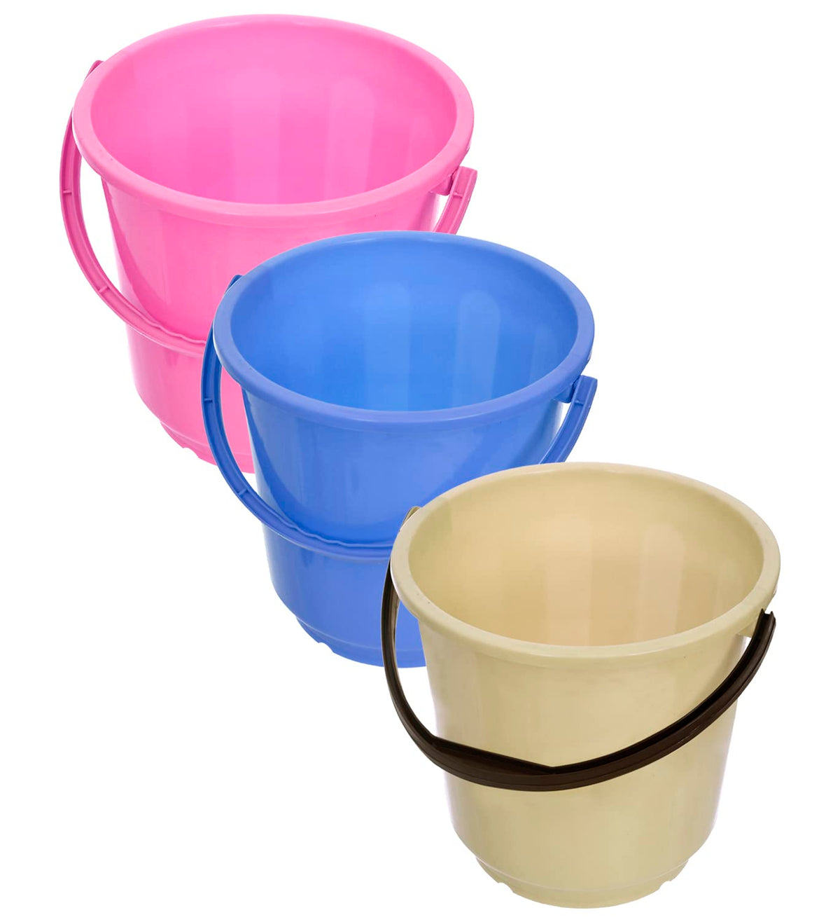 Kuber Industries Bucket|Plastic Bucket for Bathroom|Bucket for Bathing|Unbreakable Bucket with Handle|16 Liter|Pack of 3 (Multicolor)