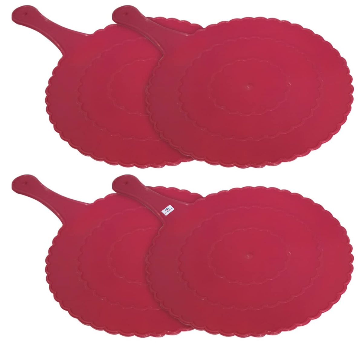 Heart Home Plastic Lightweight Handfan|Hath Pankha|Beejna for Natural Cooling Air Home Decor and Travel Useful, Pack of 4 (Pink)