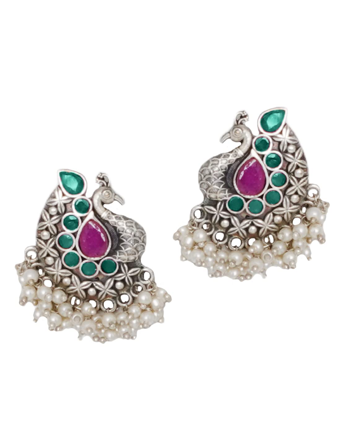 Teejh Nirali Multicolored Silver Oxidised Earrings For Women