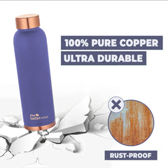 The Better Home 100% Pure Copper Water Bottle 1 Litre | Rust Proof Copper Bottle | BPA Free Water Bottle | Anti Oxidant Properties of Copper (Purple)