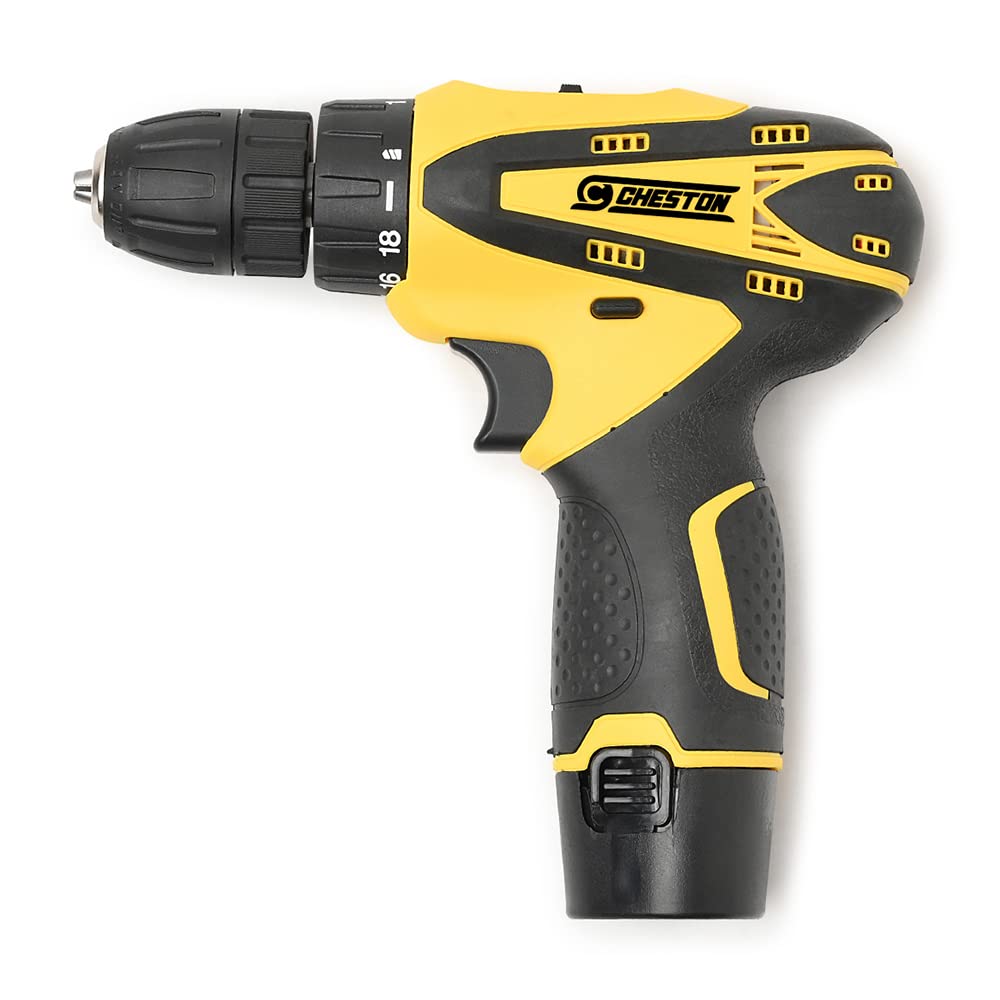 Cheston Plastic Cordless Drill Screw Driver 10mm Keyless Chuck 12V with One Battery