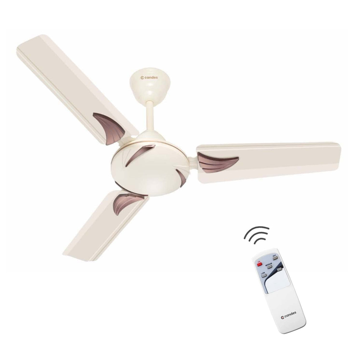 Candes Arena 900 mm Anti Dust Decorative 3 Blade Ceiling Fan With Remote (Pack of 1) (Ivory)