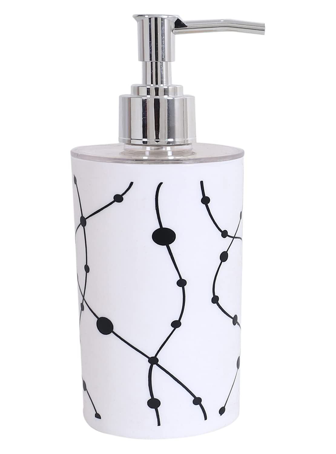 Kuber Industries Liquid Soap Dispenser|Dot Print Plastic Empty Bathroom Sanitizer|Lotion|Shampoo Dispenser Bottle,300 ML (White)