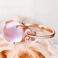 Yellow Chimes Rings for Women Hibiscus Pink Opal Butterfly Ring Cubic Zirconia Rosegold Plated Adjustable Ring for Women and Girl's