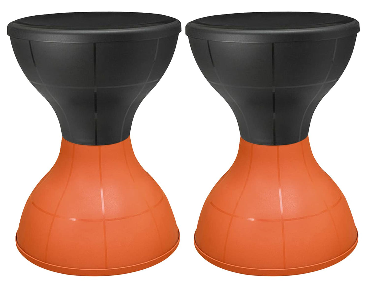 Kuber Industries Damroo Style Portable, Ligthweight Both Sided Plastic Sitting Stool Pack of 2 (Black & Orange),(HS_38_KUBMART021813)