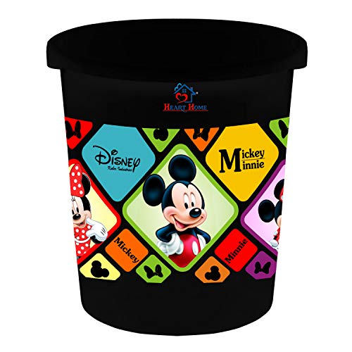 Heart Home Disney Mickey Minnie Print Plastic Garbage Waste Dustbin/Recycling Bin for Home, Office, Factory, 5 Liters (Black) -HS_35_HEARTHS17773