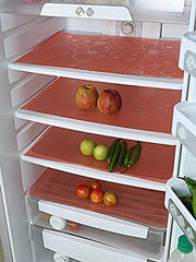 Kuber Industries Circle Design 6 Piece PVC Refrigerator Drawer Mat Set - 19"x13", Red (CTKTC03361) Red Place Mats