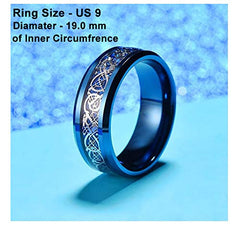 Yellow Chimes Rings for Men Blue Band Ring Dragon Celtic Inlay Polish Finish Titanium Steel Ring for Men & Boys.