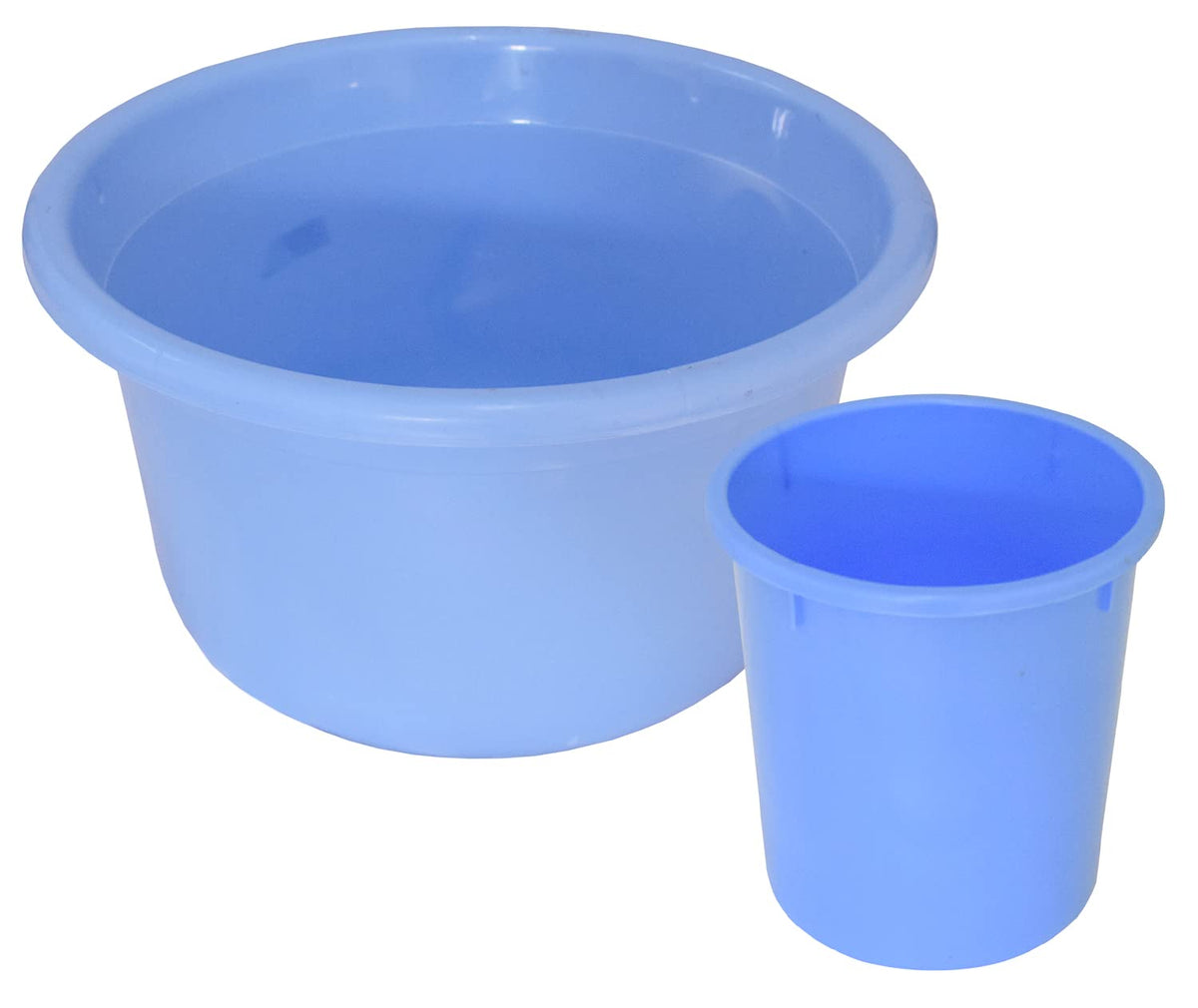 Kuber Industries 2 Pieces Plastic Bathroom Dustbin & Tub Set (Blue)