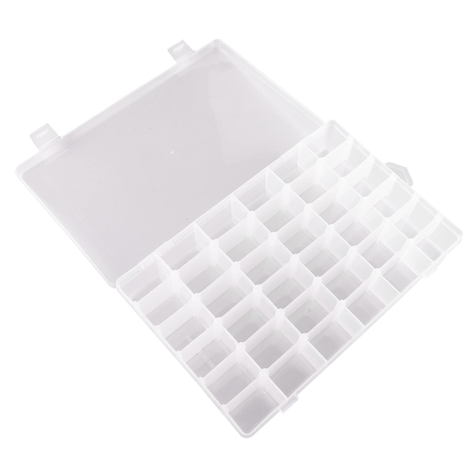 Kuber Industries Beads Storage Box|36 Slots Plastic Adjustable Dividers  Storage Organizer for Glitters|Thread Reels|Medicine Pills|Pack of 2