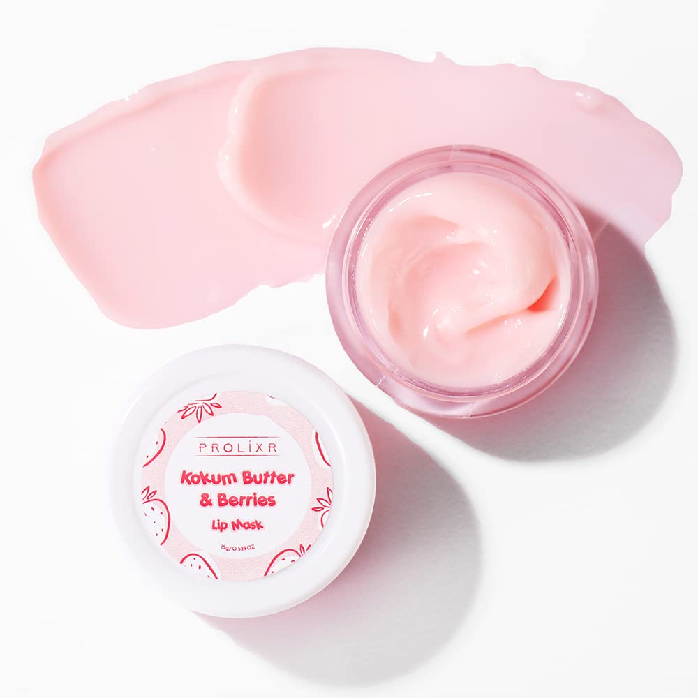 Prolixr Kokum Butter & Berry Lip Mask - Overnight Hydration - Repairs Chapped Lips - For Dark & Dry Lips - All Skin Types - Cruelty Free - 15 Gm