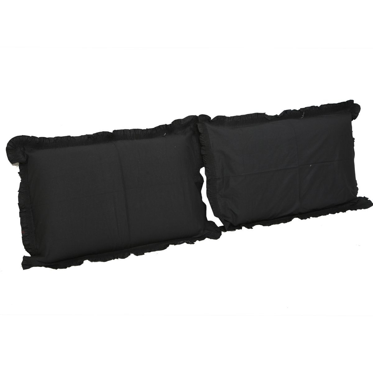 Kuber Industries Solid 2 Piece Cotton Pillow Cover Set with Frill Flange - 18" x 27", Black, Standard (KUHS001117)