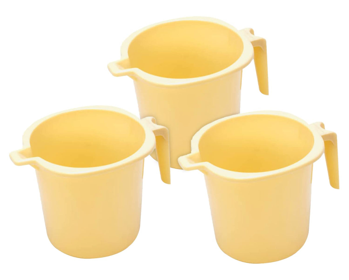 Heart Home Small Multiuses Lightweight, Unbreakable Strong Plastic Bathroom Mug, 1 Litre- Pack of 3 (Cream)-50HH0798