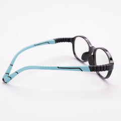 Intellilens | Zero Power Blue Cut Computer Glasses | Anti Glare, Lightweight & Blocks Harmful Rays | UV Protection Specs | For Boys & Girls | Black & Blue | Oval| Small