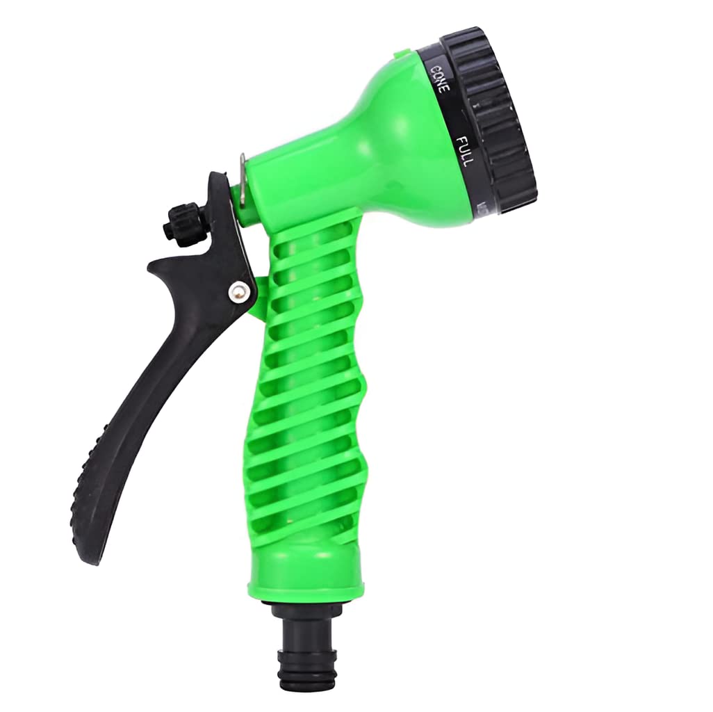 Plantex 7-Pattern High-Pressure Watering Spray Gun Nozzles With Long Connector - Green