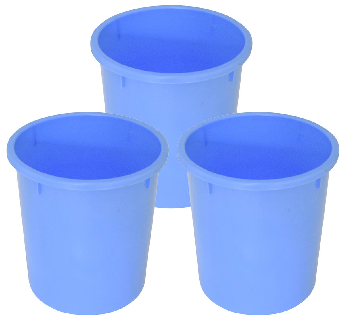 Kuber Industries Plastic Open Plastic Dustbin Without Lid|Garbage Bin For Home, Kitchen, Office, 5Ltr.- Pack of 3 (Blue)-47KM01041