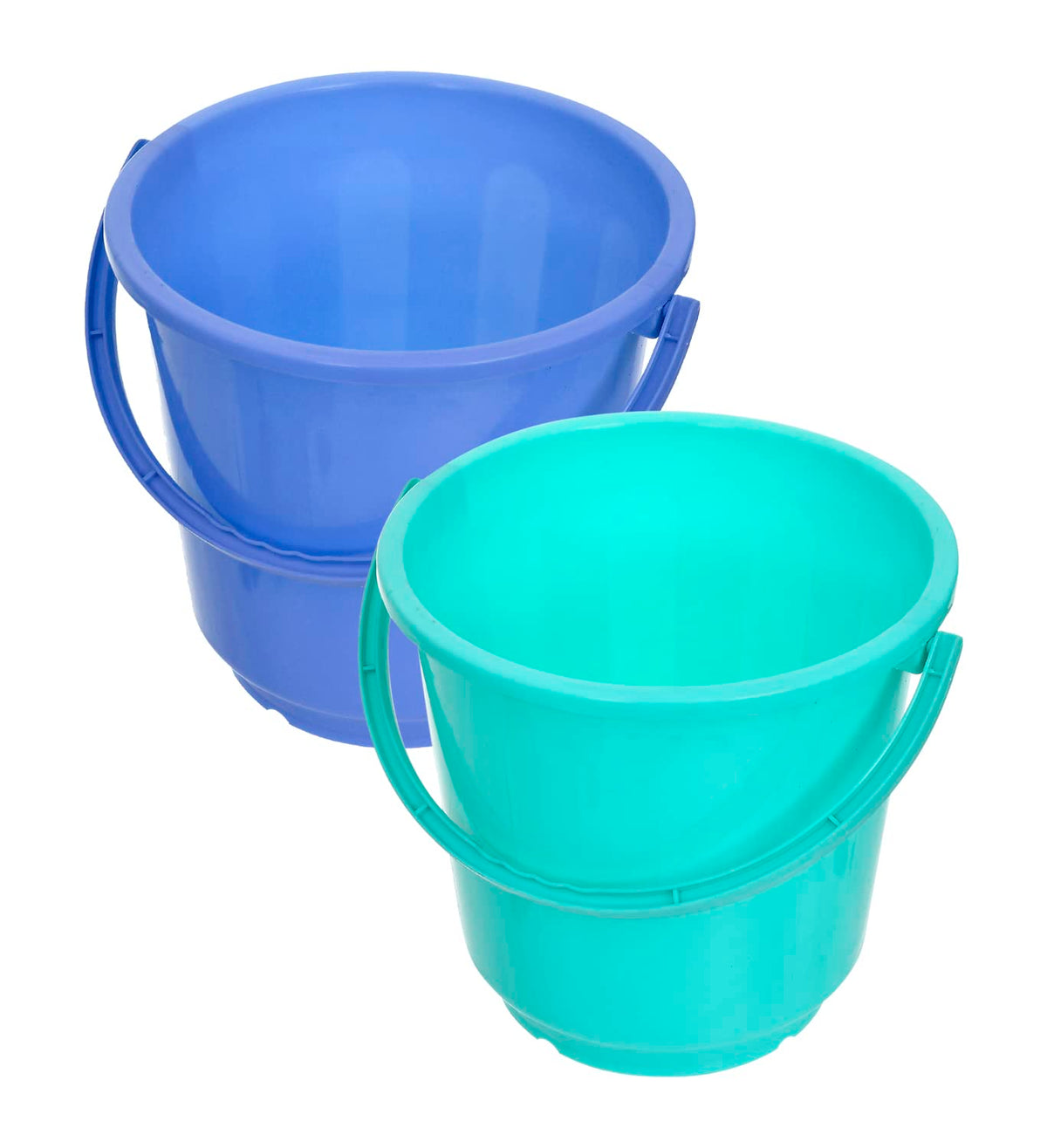 Kuber Industries Bucket|Plastic Bucket for Bathroom|Bucket for Bathing|Unbreakable Bucket with Handle|16 Liter|Pack of 2 (Blue & Green)