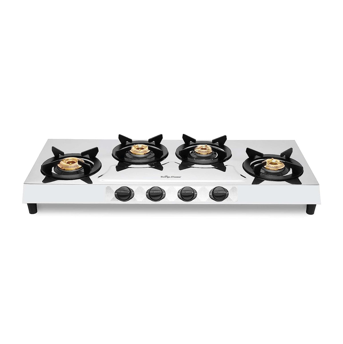 Surya Flame Olympus Gas Stove LPG Stove with Stainless Steel Pan Support Anti Skid Rubber Legs - 2 Years Complete Doorstep Warranty (4 Burner, 2)