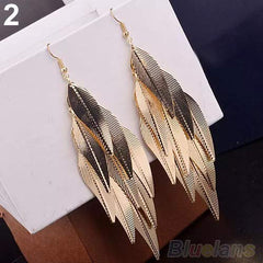 Yellow Chimes Attractive Baroque Multi Leaves Long Tassel Gold Plated Light Weight Dangle Earrings For Women And Girl's