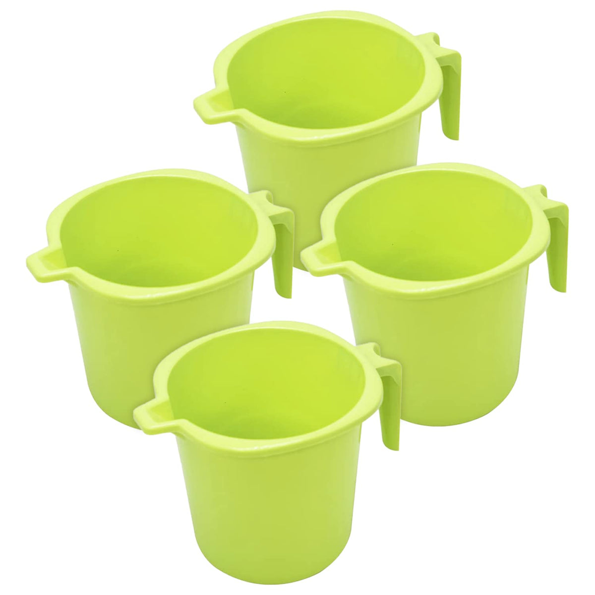 Kuber Industries Multiuses Square Large Lightweight, Unbreakable Strong Plastic Bathroom Mug, 2 Litre- Pack of 4 (Green)-50KM0854