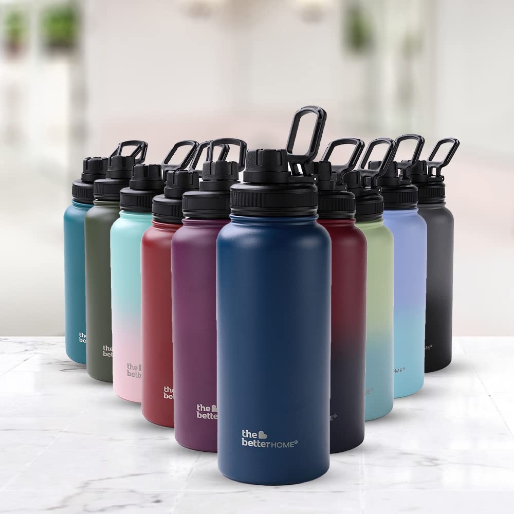 The Better Home Insulated Water Bottle 1 Litre | Double Wall Hot and Cold Water for Home, Gym, Office | Easy to Carry & Store | Insulated Stainless Steel Bottle (Pack of 1, Deep Blue)