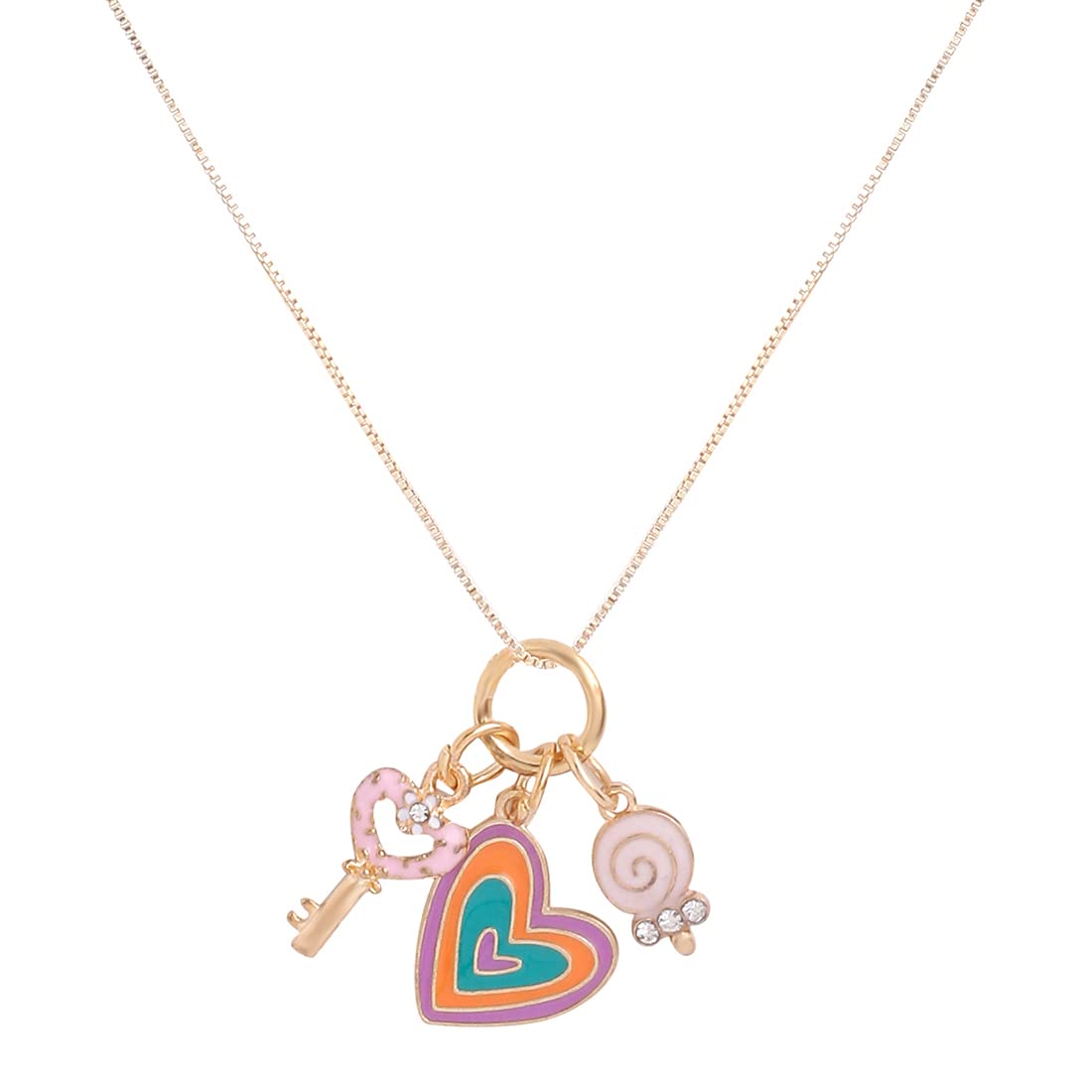 Melbees by Yellow Chimes Pendant Necklace for Kids and Girls Charm Necklace for Kids and Girls | Key & Heart Charm Pendant Necklace | Birthday Gift For Kids and Girls