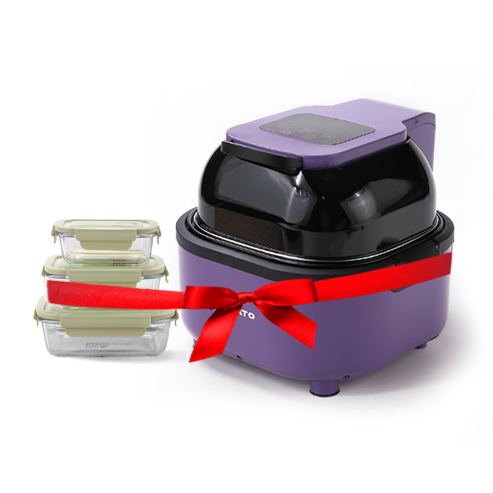 The Better Home Fumato's Kitchen and Appliance Combo| Easy Peek Air Fryer With Air Tight Food Cotainer 1040+680+410ml |Food Grade Material| Ultimate Utility Combo for Home| Purple Green