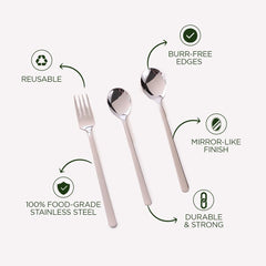 UMAI Portable 8-Piece Stainless Steel Food-Grade Utensil Set - Travel-Friendly | Camping Cutlery | Reusable | Easy to Carry | Ideal for All Occasions | Durable and Practical (Silver)