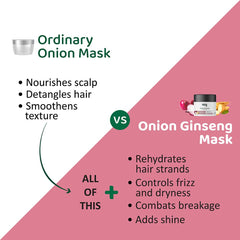 Rey Naturals Onion Ginseng Hair Mask for Hair fall Defense | With Natural Actives | Paraben and Sulphate Free | For Frizz-free Hair with Extra Shine | 200 GM