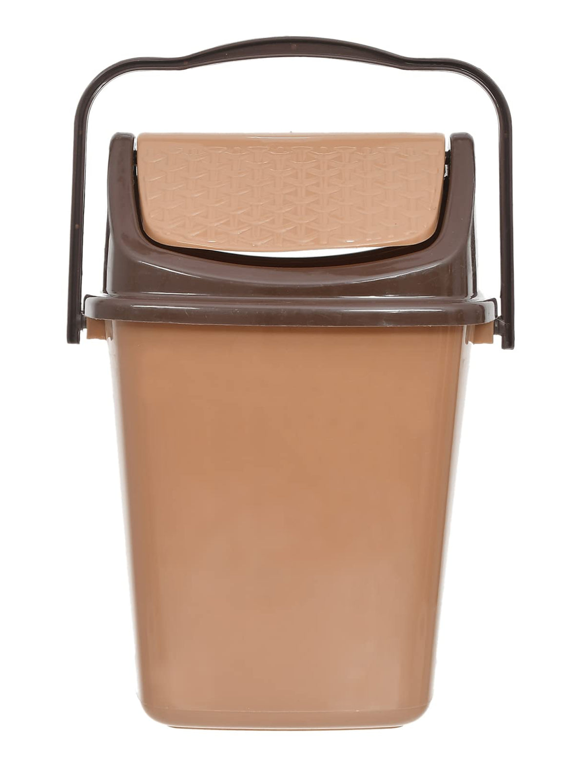 Kuber Industries Plastic Dustbin, Trashbin, Wastebin For Kitchen, Bathroom, Office Use With Swing Lid With Handle, 7 Liter- Pack of 2 (Green & Coffee)-47KM0848