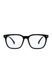 Intellilens | Zero Power Blue Cut Computer Glasses | Anti Glare, Lightweight & Blocks Harmful Rays | UV Protection Specs | For Men & Women | Black | Wayfarer| Medium