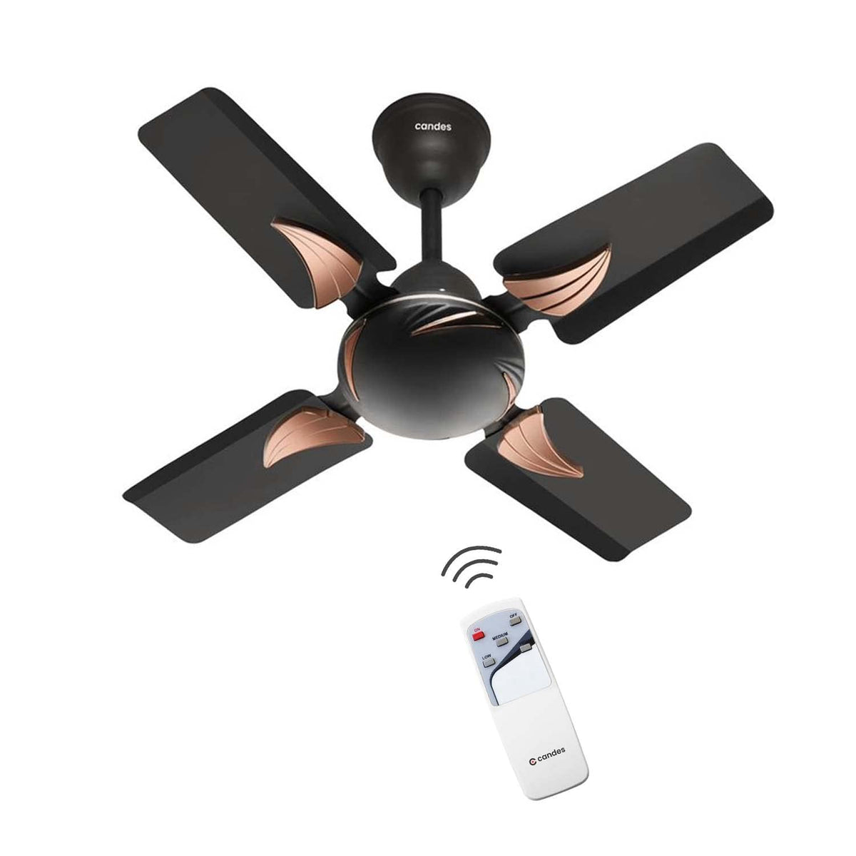 Candes Eon 600 mm /24 inch Ceiling Fan with Remote Control | BEE Star Rated, High Air Delivery & Energy Saving | Small Fan for Kitchen, Balcony & Small Room | 1+1 Year Warranty | Coffee Brown