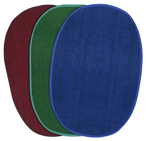 Kuber Industries Oval Shape Microfiber Anti Slip 3 Pieces Door Mat (KUBMART012138, 14'' X 23'', Maroon, Green and Blue, Standard) Maroon & Green & Blue