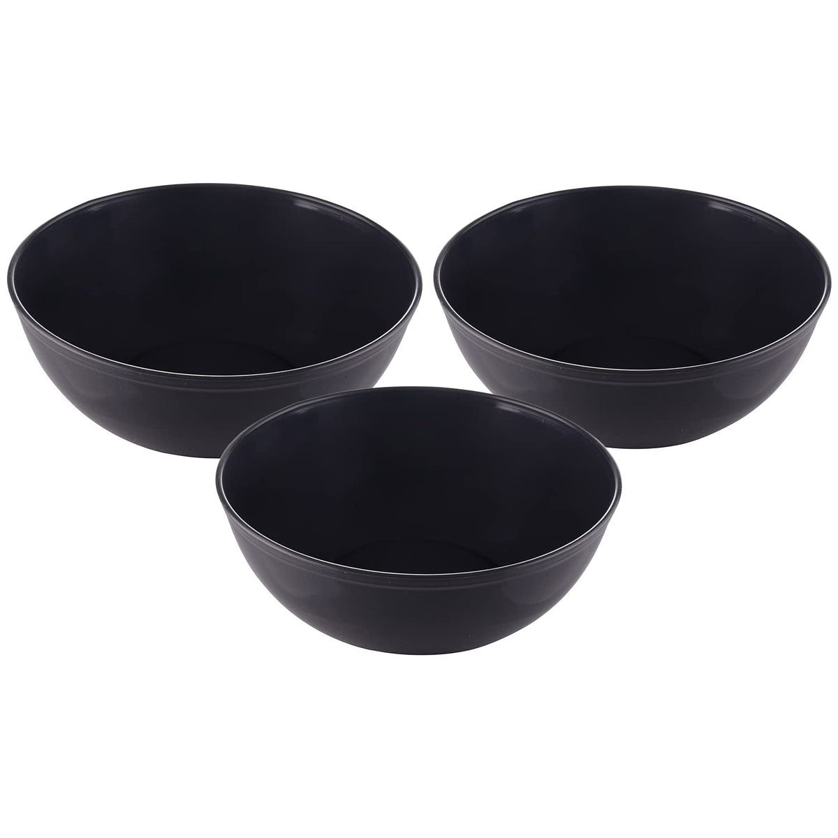 Kuber Industries Bowls|Plastic Dishwasher Safe Bowl|Serving Bowls|Bowls for Kitchen|Microwave Safe Bowls for Salad|Soup|Pasta|2000 ML|Pack of 3 (Grey)