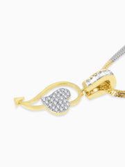 Yellow Chimes American Diamond Pendant Set for Women Gold Plated High Grade Authentic White Heart AD Jewellery Pendant Set for Women and Girls