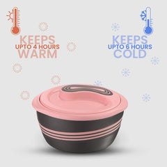 Pinnacle Palazio Inner Stainless Steel Casserole Set of 3 | 500 ml, 1000 ml, 2000 ml | Hot Box | Roti Box | Ideal as Serving Bowl | Hot Case | Blue (Pink)